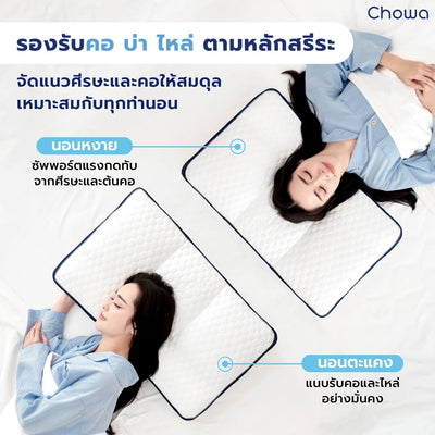 หมอนรุ่น NeckFit หมอนสุขภาพลดปวดคอ ปรับระดับแยก 4 โซน รองรับคอพอดี | Chowa