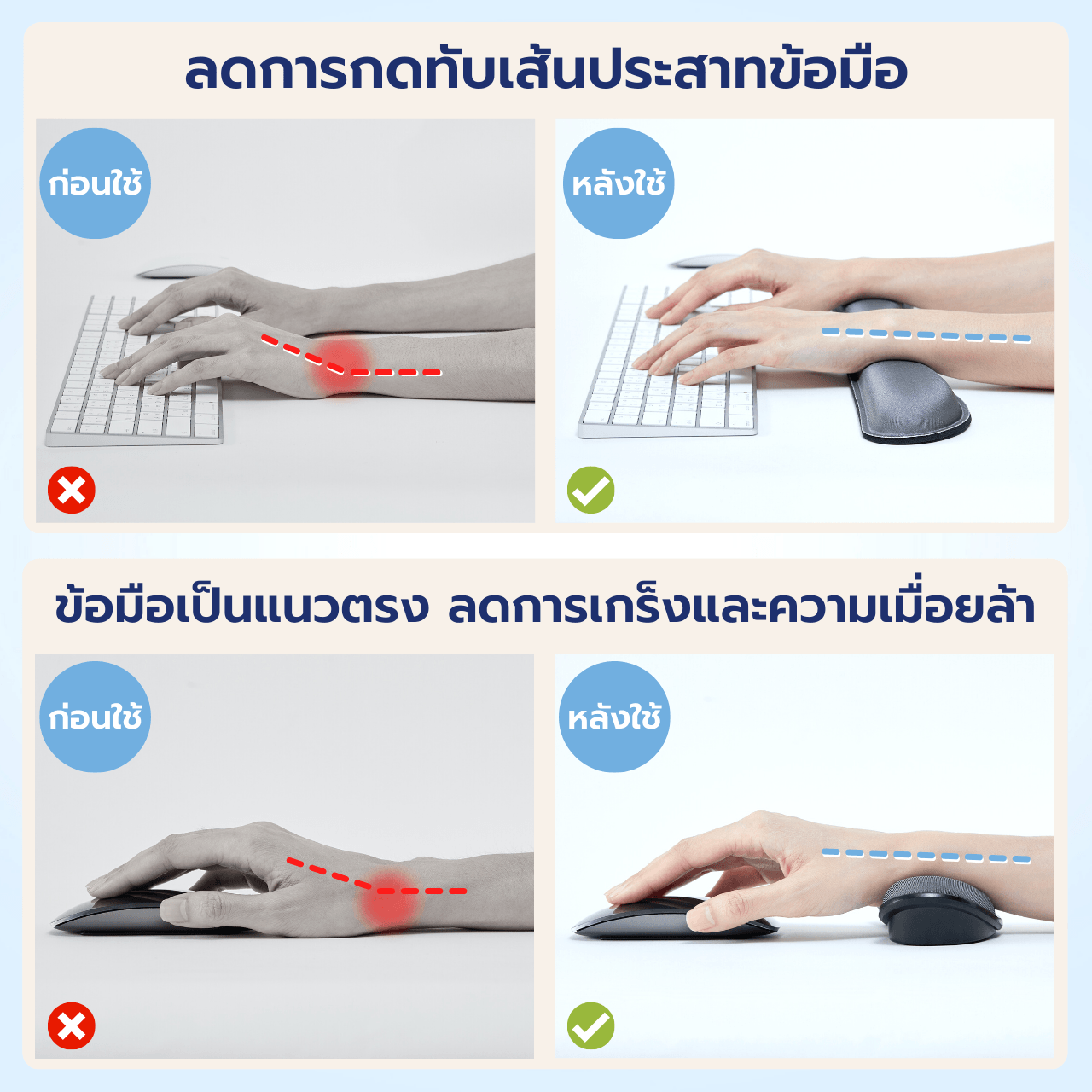 เซ็ตที่รองข้อมือคีย์บอร์ดและเมาส์ - Chowa